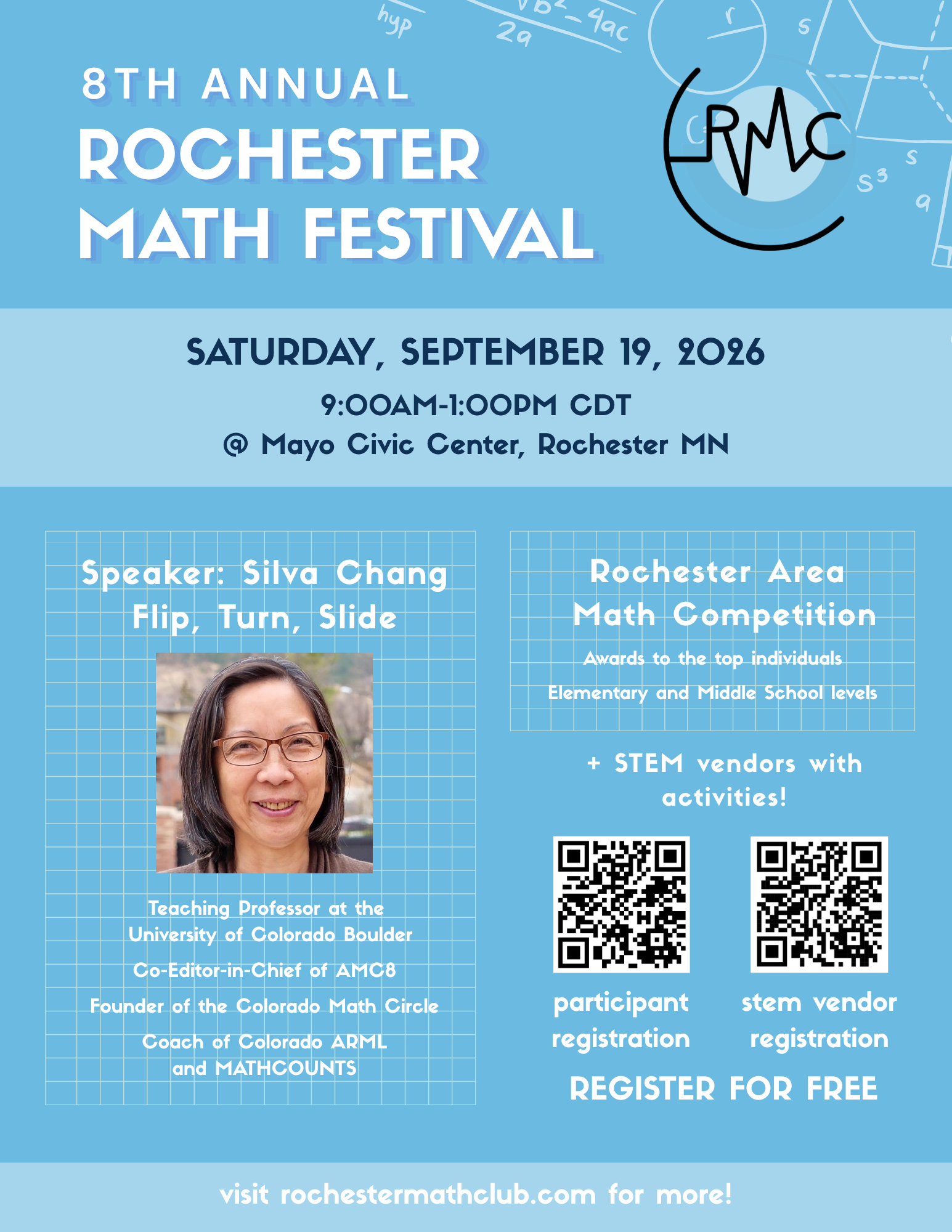 8TH ANNUAL ROCHESTER MATH FESTIVAL, SEPTEMBER 19, 2026